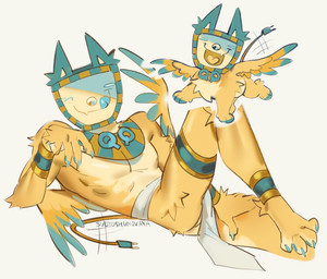 accessory anthro athletic athletic_anthro athletic_humanoid athletic_male biped blue_blush blue_tongue blush butt_tuft claws clothing egyptian egyptian_clothing electrical_plug_tail electronics eyeless feathered_wings feathers feral for_a_head hand_on_leg hand_on_thigh humanoid_hands licking licking_lips looking_at_viewer lying male on_back open_mouth partially_clothed_humanoid partially_clothed_male paws quadruped screen screen_face simple_background solo tail tail_motion tailwag tan_body television tongue tongue_out tuft usekh white_background wings svetoshumovaya deltarune undertale_(series) sphinx_tenna_(deltarune) tenna_(deltarune) animal_humanoid cat_humanoid felid felid_humanoid feline feline_humanoid humanoid mammal mammal_humanoid object_head screen_head tv_head signature