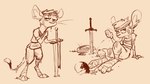 band-aid bandage blood bodily_fluids clothing melee_weapon shirt sword topwear tunic weapon wounded animancer luck_(animancer) dipodid jerboa mammal rodent 2024 hi_res sketch