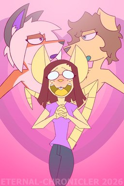 ace_(nekromystikos) anthro blue_eyes blue_flesh blush braces brown_hair eyewear female freckles fujoshi fur glasses group hair male male/male purple_eyes purple_flesh red_hair susie_(nekromystikos) trio wearing_glasses white_hair yellow_body yellow_flesh yellow_fur eternal-chronicler nekromystikos kudo_(nekromystikos) bird_dog canid canine canis domestic_dog fox hunting_dog labrador mammal mouse murid murine retriever rodent hi_res