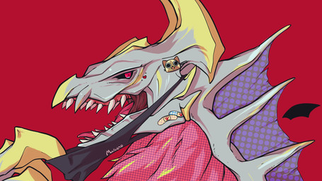ambiguous_gender band-aid bandage claws face_mask frill_(anatomy) open_mouth sharp_teeth solo spines teeth pano_dra capcom monster_hunter mythology vocaloid dragon elder_dragon malzeno mythological_creature mythological_scalie scalie 16:9 2022 absurd_res hi_res widescreen