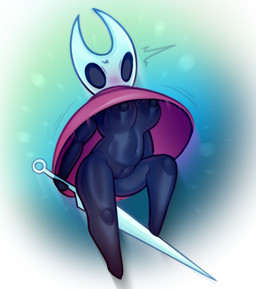 2_horns areola biped black_body black_eyes breasts censored_genitalia censored_vulva female genitals holding_melee_weapon holding_object holding_weapon horn melee_weapon motion_lines nipples solo vulva weapon raikissu hollow_knight:_silksong hollow_knight_(franchise) team_cherry hornet_(hollow_knight) arthropod 2025 absurd_res censored hi_res