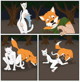 animal_genitalia animal_penis balls base_two_layout bestiality biped biped_to_quadruped blockage_(layout) border breasts canine_genitalia canine_penis claws clothed clothed_to_nude clothing duo duo_transformation female feral gender_transformation genitals horizontal_blockage human_on_feral interspecies male male/female mtf_transformation multi_nipple nipples nude paws penis quadruped sheath sniffing species_transformation three_frame_image three_frame_sequence transformation transformation_sequence two_row_layout vulva white_border doc_byron canid canine domestic_cat felid feline felis fox human mammal digital_media_(artwork) sequence