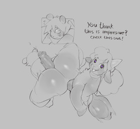 anal anthro balls big_balls big_butt big_dom_small_sub big_penis bodily_fluids butt dialogue dominant genitals hot_dogging huge_balls huge_butt huge_penis hyper hyper_genitalia hyper_penis looking_at_viewer nude penis sex size_difference speech_bubble submissive text thick_thighs wide_hips kinkykong konbon_(kinkykong) tarooki_(character) bovid caprine mammal sheep absurd_res english_text hi_res