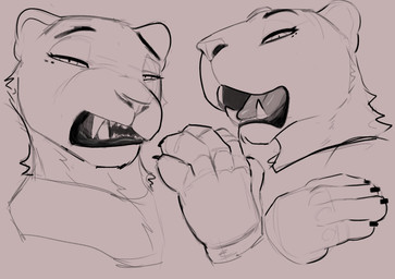 anthro eyebrows eyelashes fangs female female_anthro fingers fur gesture looking_at_viewer narrowed_eyes open_mouth sharp_teeth simple_background solo suggestive suggestive_gesture teeth tongue sijimmy456 gloria_(sijimmy456) felid lion mammal pantherine 2025 digital_drawing_(artwork) digital_media_(artwork) hi_res portrait sketch