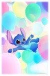 2023 4_fingers 6/26 alien ambiguous_gender anthro balloon biped blue_body blue_fur blue_nose border breakingcloud digital_media_(artwork) disney experiment_(lilo_and_stitch) fingers floating fur happy head_tuft hi_res inflatable lgbt_pride lgbt_pride_month lilo_and_stitch notched_ear open_mouth open_smile purple_eyes rainbow_background simple_background small_tail smile solo stitch_(lilo_and_stitch) tail tuft white_border