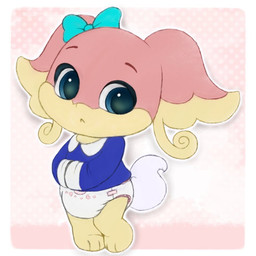 accessory ambiguous_gender anthro blue_eyes bow_ribbon clothing diaper hair_accessory hair_bow hair_ribbon heart_clothing heart_diaper heart_symbol heart_underwear long_sleeve_dress pink_background ribbons simple_background solo standing tail underwear white_sclera young young_ambiguous glitterthepup nintendo pokemon audino generation_5_pokemon pokemon_(species) 1:1