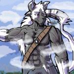 abs anthro bulge cloud fur group hair horn long_hair long_tail macro male muscular muscular_male pecs size_difference smile solo_focus tail mrease slightly_damned azurai iratu_elexion tsavo_(slightly_damned) demon mammal 1:1 digital_media_(artwork)