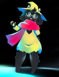 2018 5_fingers absurd_res anthro biped black_body black_fur bovid caprine clothed clothing darkner deltarune eyewear fingers fur glasses hi_res looking_at_viewer male mammal open_mouth open_smile pawpads ralsei smile smiling_at_viewer solo tsampikos undertale_(series) wearing_glasses