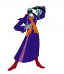 clothing coat female hat headgear headwear humor machine male smile solo topwear robotgloveart_(artist) samurai_jack hali_(character) scaramouche_(samurai_jack) alien android canid canine emoji_(race) mammal robot hi_res