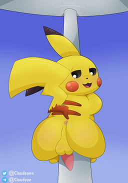 animal_genitalia animal_penis anus balls big_butt blush butt dancing erection feral fur genitals looking_at_viewer male nude open_mouth penile penis pole pole_dancing simple_background smile solo stripper stripper_pole tapering_penis tongue yellow_body yellow_fur cloudeon nintendo pokemon generation_1_pokemon mammal pikachu pokemon_(species) rodent absurd_res digital_media_(artwork) hi_res