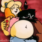 animal_crossing animated anthro belly belly_expansion big_belly bloated bottomwear breathing canid canid_demon canine canis clothing damndirtierdog demon denim denim_bottomwear denim_clothing domestic_dog duo expansion eyes_closed female food hand_on_lap head_on_belly heart_symbol hearts_around_body hellhound holding_food holding_object isabelle_(animal_crossing) jeans lucy_black(damndirtierdog) lying male mammal motion_lines mythological_canine mythological_creature mythology nintendo nintendo_switch on_back onomatopoeia overweight overweight_female pants pizza pizza_slice rumbling_stomach sound sound_effects sound_warning stuffing sweater text topwear webm weight_gain