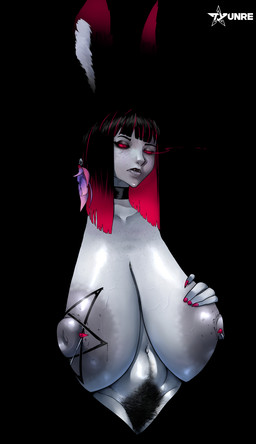 areola big_areola big_breasts big_nipples body_hair breasts choker female glowing glowing_eyes happy_trail huge_areola huge_breasts huge_nipples hyper hyper_breasts jewelry necklace nipple_piercing nipples pale_skin piercing pubes rabbit_ears sagging_breasts solo vein veiny_breasts tyunre final_fantasy final_fantasy_xiv square_enix shylmet_fanow humanoid lagomorph mammal viera hi_res