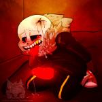 alternate_universe blood bodily_fluids bone genitals humanoid_genitalia humanoid_penis male not_furry penis red_penis red_tongue skeleton solo tongue lizheru underfell undertale undertale_(series) sans_(underfell) animated_skeleton humanoid undead 1:1