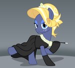 armwear blonde_hair blue_eyes blue_eyeshadow cigarette cigarette_holder clothed clothing cosplay crossdressing crossplay crown dress elbow_gloves eyeshadow feral freckles gloves hair handwear headgear jewelry looking_at_viewer makeup male necklace solo tiara badumsquish friendship_is_magic hasbro my_little_pony star_tracker_(mlp) earth_pony equid equine horse mammal pony hi_res