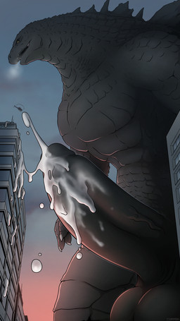 aircraft anthro balls big_penis bodily_fluids breath building city claws cloud cum cum_on_building cum_on_penis cumshot ejaculation erection genital_fluids genitals gills helicopter huge_penis humanoid_genitalia humanoid_penis looking_pleasured low-angle_view macro male nude open_mouth outside penis scales solo spikes spikes_(anatomy) standing teeth text vehicle vein yellow_sclera corrsk godzilla_(series) toho godzilla godzilla_(2014) kaiju 2025 9:16 hi_res