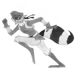 action_pose anthro backpack band_(marking) banded_tail boots bottomless clothed clothing footwear gloves handwear hat headgear headwear male markings mask pose running scarf shoes solo tail tail_markings thief efradraws sly_cooper_(series) sony_corporation sony_interactive_entertainment sucker_punch_productions sly_cooper mammal procyonid raccoon absurd_res graphite_(artwork) hi_res monochrome pen_(artwork) traditional_media_(artwork)