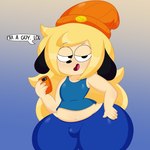 alternate_hairstyle anthro beanie bedroom_eyes belly big_butt blonde_hair blue_background bulge butt clothing dialogue electronics femboy fingers fur hair hand_on_hip hat headgear headwear huge_butt long_hair looking_at_viewer male midriff narrowed_eyes navel phone seductive shirt simple_background simple_eyes slightly_chubby smile solo standing talking_to_viewer tan_body tan_fur tank_top text thick_thighs tongue topwear wide_hips 3barts parappa_the_rapper sony_corporation sony_interactive_entertainment parappa parappa_the_trappa canid canine canis domestic_dog mammal 1:1 2020 absurd_res digital_media_(artwork) english_text hi_res