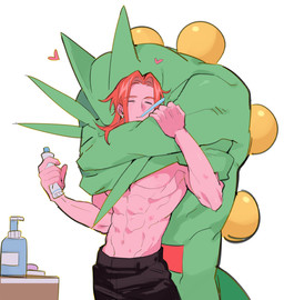 abs anthro arms_around_neck bottomwear brush clothed clothing duo ear_piercing ear_stud eyes_closed hair heart_symbol holding_arm hug hugging_another hugging_from_behind human_on_anthro interspecies larger_male long_hair loving_embrace male male/male muscular nuzzling pants partially_clothed piercing pokephilia romantic romantic_couple shirtless shirtless_male size_difference soap_dispenser toothbrush toothbrush_in_mouth toothpaste toothpaste_tube laiweitui nintendo pokemon a_mu_(laiweitui) fang_yuan_(laiweitui) pokemon_trainer generation_3_pokemon human mammal pokemon_(species) reptile scalie sceptile hi_res