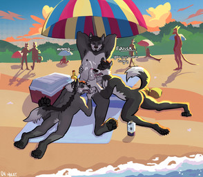 alcohol anthro beach beer beverage beverage_can bodily_fluids collaborative collaborative_fellatio collaborative_oral collaborative_sex cooler cum cum_on_cheek cum_on_chest cum_on_face detailed_background dialogue fellatio foreskin genital_fluids genitals group male male/male oral penile penis sex silhouette text trio voyeur water oh_mikat andrew_(tlwolf) jax_(tlwolf) teo_(tlwolf) canid canine canis mammal wolf absurd_res english_text hi_res brother_(lore) brothers_(lore) father_(lore) father_and_child_(lore) father_and_son_(lore) incest_(lore) parent_(lore) parent_and_child_(lore) parent_and_son_(lore) sibling_(lore) son_(lore)