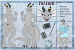 anthro blue_eyes claws clothed clothing digitigrade female grey_body horn medical_instrument nude scientific_instrument solo standing tail text ringstudios tei_leth lizard reptile scalie 3:2 digital_drawing_(artwork) digital_media_(artwork) english_text hi_res model_sheet