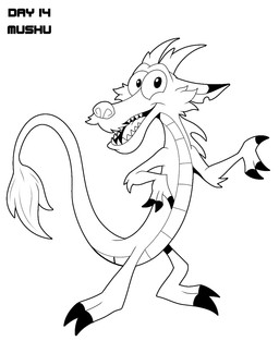anthro biped claws finger_claws gesture looking_at_viewer male open_mouth open_smile pose semi-anthro sharp_teeth simple_background smile solo standing teeth teeth_showing text three-quarter_view toe_claws phunter15 disney inktober inktober_2025 mulan_(1998) mythology mushu_(disney) dragon eastern_dragon mythological_creature mythological_scalie scalie 2025 black_and_white character_name digital_drawing_(artwork) digital_media_(artwork) english_text full-length_portrait hi_res line_art monochrome portrait