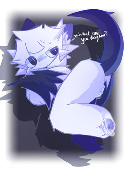 black_ears black_eyes blue_pawpads bodily_fluids cum cum_inside cum_on_feet feet female genital_fluids multicolored_body pawpads solo text tired e-mohuan cadivy_(e-mohuan) humanoid 3:4 absurd_res digital_media_(artwork) english_text hi_res