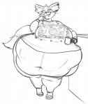 anthro bedroom_eyes belly beverage big_belly big_breasts breasts claws clothing ear_piercing female half-closed_eyes holidays hyper hyper_pregnancy midriff morbidly_obese morbidly_obese_anthro morbidly_obese_female narrowed_eyes navel obese obese_anthro obese_female overweight overweight_anthro overweight_female piercing pregnant pregnant_anthro pregnant_female seductive simple_background smile smug solo stretch_marks sweater toe_claws topwear white_background ultrahand christmas queen_kazue_(monoorange) canid canine fox mammal black_and_white monochrome