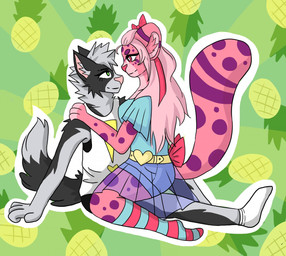 alternative_fashion anthro clothing duo female female/female footwear legwear romantic romantic_couple snow socks stockings tomboy chrispreferstherain border_collie canid canine canis collie domestic_dog felid herding_dog leopard mammal pantherine pastoral_dog sheepdog