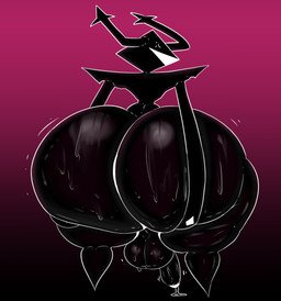 anthro antlers armor backsack balls big_butt black_body bodily_fluids butt genital_fluids genitals holding_butt horn huge_butt hyper hyper_butt looking_at_viewer looking_back male nude penis precum rear_view small_waist solo sweat thick_thighs bellyboi13 deltarune undertale_(series) roaring_knight deer humanoid mammal shadow_creature hi_res