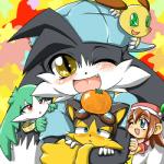 anthro blue_eyes blush clothing eyewear female food fruit gloves goggles green_eyes group handwear hat headgear headwear long_ears male one_eye_closed plant red_eyes smile wink yellow_eyes shaolin_bones bandai_namco klonoa_(series) guntz king_of_sorrow klonoa lolo_(klonoa) popka animal_humanoid canid canine canis domestic_cat domestic_dog felid feline felis haplorhine human humanoid mammal mammal_humanoid monkey monkey_humanoid primate primate_humanoid wolf 1:1 low_res