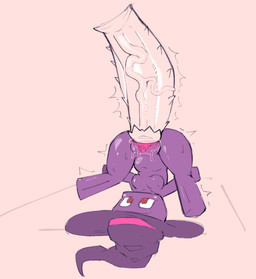 big_penis bodily_fluids breasts brown_eyes butt clitoral_hood clothing duo erection extreme_size_difference female genital_fluids genitals hat headgear headwear huge_penis inner_labia male male/female penile_spines penis pink_inner_labia pink_vulva purple_body purple_skin size_difference small_breasts spread_legs spreading sweat sweaty_butt tremble_lines tremble_spikes vaginal_fluids vaginal_fluids_on_penis vein veiny_penis vulva witch_hat defunctumbra microsoft minecraft mojang xbox_game_studios enderman humanoid 2025