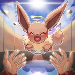 ambiguous_gender anthro detailed_background duo feral first_person_view floating halo heart_symbol heaven human_pov laugh light neck_tuft open_mouth open_smile palms ring road sky skyscape smile street_lamp sunlight tuft monja_(artist) beta_pokemon_games nintendo pokemon pokemon_gold_beta beta_pokemon_(species) eevee generation_1_pokemon human mammal pokemon_(species) digital_drawing_(artwork) digital_media_(artwork) hi_res