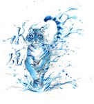 ambiguous_gender blue_body blue_eyes cjk_character feral looking_at_viewer simple_background solo splash splashing_water tail water water_body whiskers white_background white_body heather_bruton chinese_zodiac year_of_the_tiger felid mammal pantherine tiger 2022 blue_theme