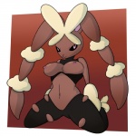 anthro anthrofied biped breasts female genitals kneeling looking_at_viewer navel nipples nude pokemorph presenting pussy seductive simple_background smile solo castia nintendo pokemon generation_6_pokemon lagomorph mammal mega_evolution mega_lopunny pokemon_(species) 1:1