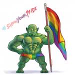 1:1 2019 alexyorim barazoku body_hair bulge chibi clothing fan_character flag flag_(object) green_body green_skin grin hashtag hi_res holding_flag holding_object humanoid lgbt_history_month lgbt_pride looking_at_viewer male multicolored_clothing multicolored_underwear nipple_piercing nipple_ring nipples not_furry orc piercing pride_color_clothing pride_color_flag pride_color_underwear pride_colors rainbow rainbow_clothing rainbow_flag rainbow_pride_colors rainbow_pride_flag rainbow_symbol rainbow_underwear ring_piercing six-stripe_rainbow_pride_colors smile solo underwear