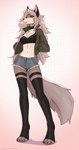 4_toes anthro bottomwear bra clothed clothing collar denim denim_bottomwear denim_clothing denim_shorts digitigrade feet female fur hair jacket navel open_clothing open_jacket open_topwear red_sclera shorts simple_background solo standing tail toes topwear underwear white_body white_fur sugene helluva_boss mythology loona_(helluva_boss) canid canid_demon canine demon hellhound mammal mythological_canine mythological_creature absurd_res digital_media_(artwork) hi_res