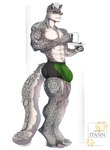 anthro bulge clothing detailed_bulge eyewear glasses male muscular solo text underwear itann eirlys_copa felid mammal pantherine snow_leopard absurd_res hi_res url