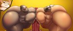 anthro big_butt butt group huge_butt huge_moobs hyper hyper_butt male male/male milk size_difference small_dom_big_sub trio syrios blizzard_entertainment overwatch hammond_(overwatch) roadhog_(overwatch) winston_(overwatch) 7:3 absurd_res hi_res