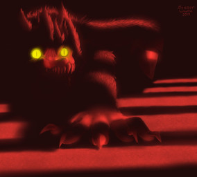 anthro attack claws dark male sharp_teeth solo teeth avoid_posting easyvock canid canine hybrid mammal monster reptile scalie
