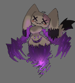 big_breasts big_hands bottomless bottomless_female breasts clothed clothing curvy_figure female glowing glowing_eyes heart_tongue huge_ears huge_hips levitating pikachu_costume simple_background small_waist smile solo thick_thighs wide_hips xwx nintendo pokemon generation_7_pokemon mimikyu pokemon_(species) 2026 absurd_res hi_res signature