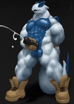 abs anthro anthrofied balls biceps big_balls black_background black_nipples black_penis black_tongue blue_balls blue_body blue_feathers blue_scales bodily_fluids boots boots_only clothing cum cum_drop cumshot ejaculation feathers footwear footwear_only genital_fluids genitals gloves hand_on_butt handwear humanoid_genitalia humanoid_penis knot male masturbation mostly_nude muscular nipples pecs penile penile_masturbation penis pokemorph scales shoes shoes_only simple_background solo sweat tail tongue white_body white_feathers tjloog nintendo pokemon donovan_(tjloog) generation_2_pokemon legendary_pokemon lugia pokemon_(species) hi_res