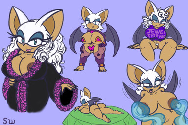 alternate_hairstyle anthro bathrobe bedroom_eyes big_breasts big_butt breasts butt cleavage clothed clothing eyes_closed female genitals hair huge_breasts jumpsuit looking_at_viewer messy_hair narrowed_eyes navel nipple_fetish nipple_play nipple_slip nipple_suck nude open_clothing open_robe robe seductive shirt solo sucking t-shirt tentacles thick_thighs topwear vulva wide_hips shadowwalk sega sonic_the_hedgehog_(series) rouge_the_bat bat mammal hi_res