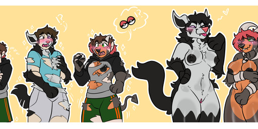 anthro aroused_face blush body_size_growth breast_growth breasts brown_body brown_fur brown_hair clothed clothing duo female female/female fur gender_transformation genitals grey_body grey_fur growth hair happy horn horn_growth hug hugging_object hugging_plushie human_to_anthro looking_at_another male medium_breasts mtf_transformation nipples nude plushie pokemorph red_hair seductive size_transformation species_transformation surprised tail tail_growth torn_clothing transformation vulva conlore nintendo pokemon generation_2_pokemon generation_3_pokemon houndoom human mammal mightyena pokemon_(species) absurd_res colored digital_media_(artwork) hi_res sequence
