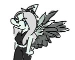 anthro blue_body clothed clothing female grey_hair hair long_hair markings simple_background solo white_background wings faustanon goodbye_volcano_high fang_(gvh) dinosaur prehistoric_species pterodactylus pterosaur reptile scalie sketch