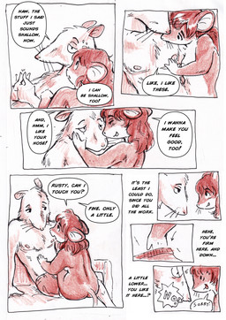 anthro biped dialogue duo female fur hair male male/female mastectomy_scar nude nude_female scar size_difference smaller_female speech_bubble text visibly_trans bedupolker mariella_mazatzal rusty_reavis cricetid deer_mouse mammal mouse murid murine rodent comic english_text hi_res trans_(lore) trans_man_(lore)