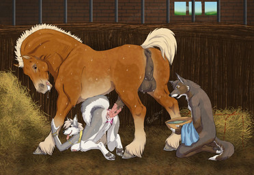 anatomically_correct anatomically_correct_genitalia anatomically_correct_penis animal_genitalia animal_penis anthro anthro_on_feral anus areola ass_up backsack balls bent_over bestiality big_penis black_nose bodily_fluids bracelet breasts brown_body brown_eyes brown_fur butt clenched_teeth clothing clothing_aside cuckold cum cum_inside detailed_background ear_piercing equine_genitalia equine_penis erection feathering female female_on_feral feral fetlocks fur genital_fluids genitals grey_body grey_fur group hair hay hooves inside interspecies jewelry kneeling larger_male leaking_cum looking_pleasured male male/female mane medial_ring multicolored_body multicolored_fur nipples panties panties_aside pawpads penetration penis perineum piercing pink_nipples puffy_anus quadruped saliva size_difference smaller_female stable sweat teeth tongue tongue_out top_hole two_tone_body two_tone_fur underwear underwear_aside vaginal vaginal_penetration vein veiny_penis water white_body white_fur rufciu canid canine canis equid equine horse mammal wolf 2015 digital_media_(artwork) signature