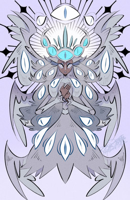 6_wings clothed clothing dark_body dark_skin dress female halo multi_eye multi_wing not_furry small_waist solo wings yasutak1192 hazbin_hotel hellaverse sera_(hazbin_hotel) angel angel_humanoid humanoid seraph_(angel) absurd_res hi_res