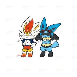 ambiguous_gender anthro black_body black_clothing black_fur blue_body blue_clothing blue_fur blue_tail blush cheek_tuft clothed clothing cosplay costume crossed_arms duo eyes_closed facial_tuft feet front_view fur fursuit hoodie kemono multicolored_body multicolored_fur orange_body orange_fur red_clothing simple_background smile standing tail topwear tuft white_background white_body white_clothing white_fur white_tail yellow_clothing tontaro nintendo pokemon canid canine generation_4_pokemon generation_8_pokemon lagomorph mammal pokemon_(species) riolu scorbunny 1:1 2025 digital_media_(artwork) signature watermark