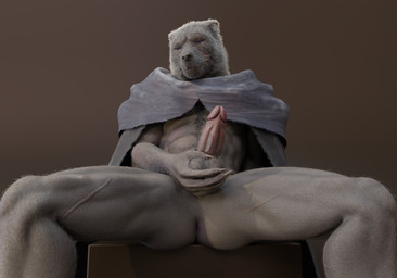 abs anthro anus balls clothing erection fur genitals glans grey_body half-closed_eyes hand_on_balls holding_balls humanoid_genitalia humanoid_penis looking_at_viewer male mostly_nude muscular muscular_anthro muscular_male narrowed_eyes penis realistic_fur scar simple_background sitting solo spread_legs spreading no-name-no-problem elden_ring fromsoftware blaidd_(elden_ring) canid canine canis mammal wolf 3d_(artwork) digital_media_(artwork) hi_res