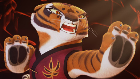 abstract_background action_pose angry anthro clothed clothed_anthro clothed_female clothing female female_anthro fighting_pose front_view martial_arts open_mouth pose power solo three-quarter_view rubber_(artist) dreamworks kung_fu_panda telegram master_tigress felid mammal pantherine south_china_tiger tiger 16:9 2017 3d_(artwork) digital_media_(artwork) hi_res shaded soft_shading wallpaper widescreen